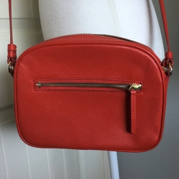 Nordstrom Red Pebble Leather Crossbody Small Dianne Goldtone Hardware - Picture 4 of 16